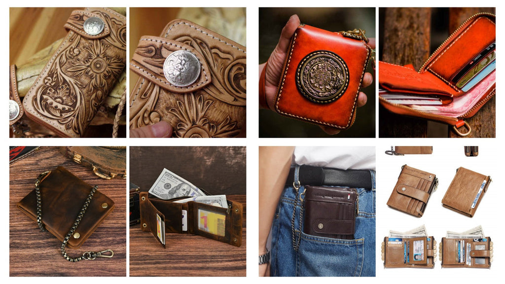 18 Leather Biker Wallets with Chains for Men