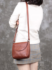 Vintage Brown Womens Shoulder Leather bag leather Square crossbody bag for women