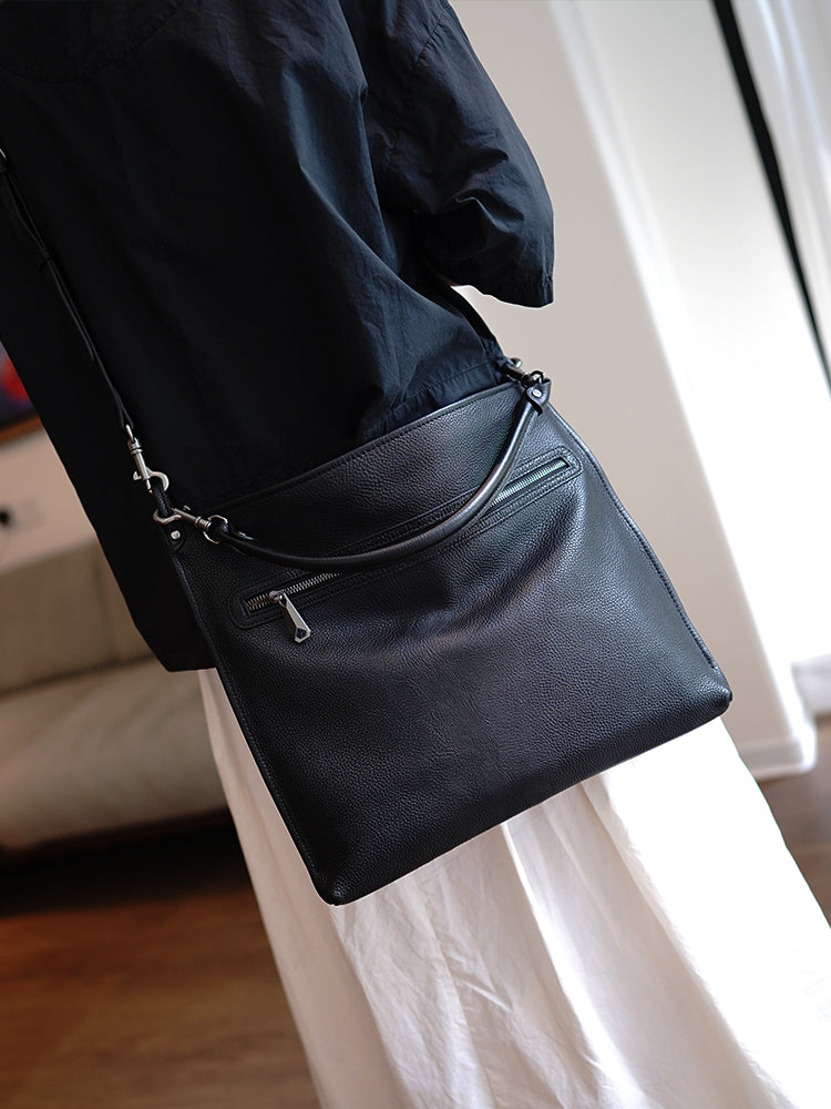 Classic Black Onthego Leather Handbag Women Crossbody Purse Onthego Shoulder Bag for Women