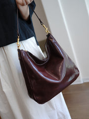 Vintage Brown Leather Shoulder Tote Women Crossbody Tote Onthego Shoulder Bag for Women