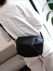 Vintage Womens Black Leather Saddle Shoulder Bag Crossbody Bag for Women