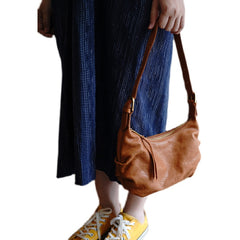 Cute Brown Leather Baguette Bag Women Baguette Shoulder Bag for Women