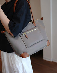 Gray Womens Nylon Handbag Womens Nylon Shoulder Handbag Nylon Onthego Purse for Ladies