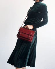 Womens Leather Satchel Crossbody Bag Handmade School Handbag Shoulder Bag for Ladies