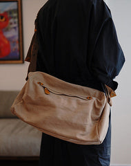 Large Gray Canvas Boston Shoulder Bag Women Travel Canvas Crossbody Bag for Women