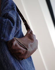 Cute Brown Leather Baguette Bag Women Baguette Shoulder Bag for Women
