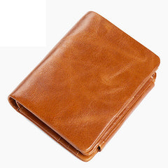 Vintage Mens Cool Small Leather Trifold Wallet Men billfold Zipper Wallets for Men