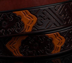 Black Genuine Cool Leather Mens Belt Custom Leather Men Belt for Men