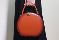 Women Leather round circle handbag shoulder bag for women leather crossbody bag