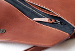 Handmade Genuine leather bifold envelope clutch purse Wristlet wallet purse clutch women