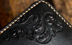 Handmade Leather Men Tooled Tiger Cool Leather Clutch Wallets Long Wallets for Men