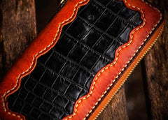 Handmade Leather Mens Chain Biker Wallet Cool Leather Wallet Long Wallets for Men