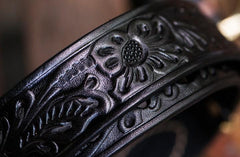 Handmade Black Cool Leather Tooled Mens Belt Leather Men Belts for Men