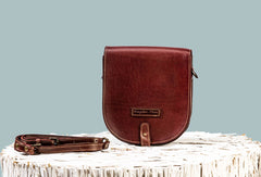 Handmade Leather Purse Saddle Bag Round Circle Bag Messenger Bag Crossbody Bag Shoulder Bag Purse For Women