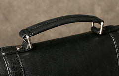 Genuine Leather Mens Cool Black Briefcase Work Bag Business Bag for men