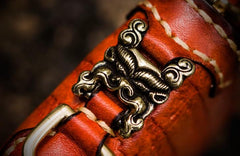 Handmade Leather Tibetan Tooled Mens billfold Wallet Cool Chain Wallet Small Biker Wallets for Men