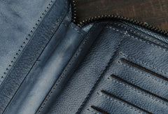 Cool leather mens long wallet vintage zipper long clutch wallet for men