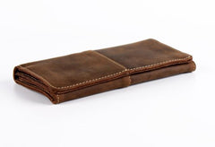 Vintage Leather Long Wallets for men Trifold Men Long Wallet