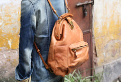 Handmade Leather cute backpack bag shoulder bag green women leather purse