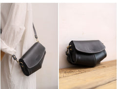 Cute LEATHER Sling Bag Side Bags Black WOMEN Saddle SHOULDER BAG Small Crossbody Purses FOR WOMEN