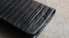 Black LEATHER Womens Long Clutch Wallet Fashion Zipper Long Wallets FOR Women