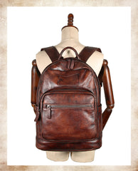 Best Leather Rucksack Womens Vintage 16 inches Laptop Backpack Leather School Backpack Purse
