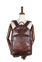 Best Brown Leather Rucksack Womens Vintage 16 inches Laptop Backpack Leather School Backpack Purse