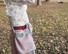 Stylish Leather Pink Chain Womens Bucket Purse Crossbody Bag Barrel Shoulder Bag for Women