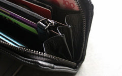 Black LEATHER Womens Long Clutch Wallet Fashion Zipper Long Wallets FOR Women