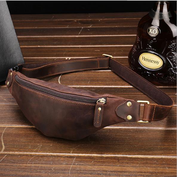 Leather Mens Fanny Pack Waist Bag Hip Pack Bag Bumbag for