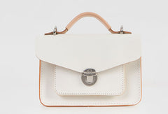 Handmade Leather Women messenger stachel bag purse shoulder bag small white phone crossbody bag