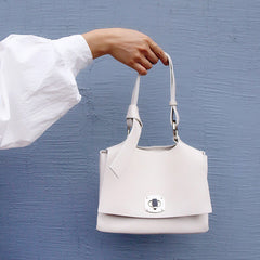 White Leather Women Handbag Shoulder Bag Work Bag For Women
