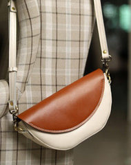 Contrast Color LEATHER Saddle Side Bag WOMEN Contrast SHOULDER BAG Small Crossbody Purse FOR WOMEN