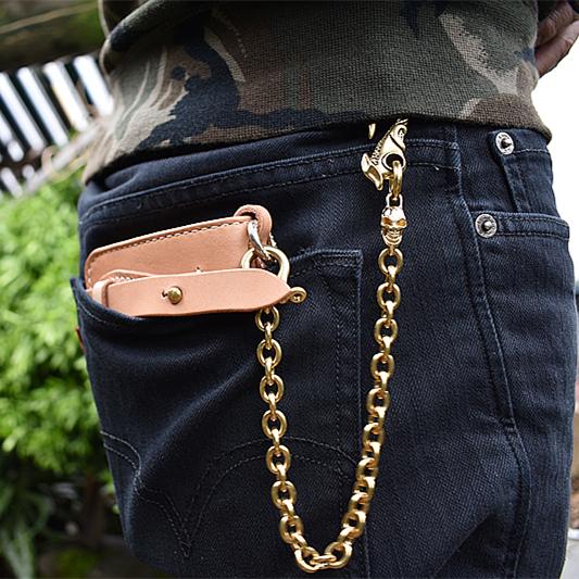 Brass Leather Strap Wallet Chain