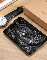 Stylish Womens Green Crocodile Pattern Leather Billfold Wallet Small Wallet with Coin Pocket Slim Wallet for Ladies