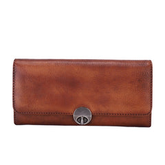 Brown Classic womens Leather Flip Long Wallet Phone Wallet Clutch Wallet for Ladies