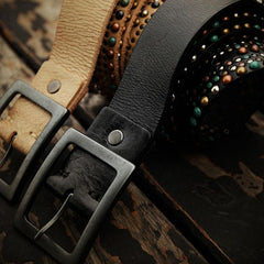 Handmade Genuine Leather Mens Belt Custom Cool Leather Men Black Belts for Men