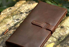 Genuine Leather Wallet Bifold Vintage Long Wallet Purse Clutch For Mens