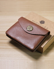 Slim Women Blue Sunflower Leather Card Wallet Minimalist Envelope Card Holder Wallet Coin Wallet For Women