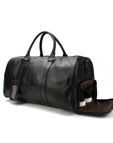 Cool Black Large Leather Men's Overnight Bag Weekender Bag Travel Luggage Bag For Men