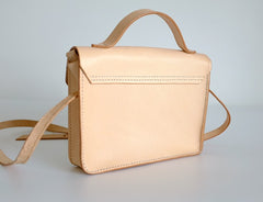 Handmade Leather Beige Womens Satchel Purse School Shoulder Bags for Women