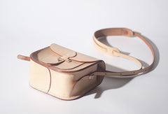 Womens Beige Leather Saddle Shoulder Bag Purse Handmade Crossbody Bag for Women