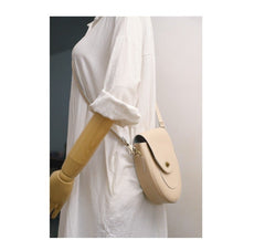 Cute Coffee LEATHER Saddle Side Bag WOMEN SHOULDER BAG Crossbody Saddle Purse FOR WOMEN