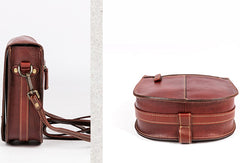 Handmade Leather Purse Saddle Bag Round Circle Bag Messenger Bag Crossbody Bag Shoulder Bag Purse For Women