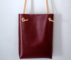 Handmade Leather Long Strap Womens Bucket Tote Purse Shoulder Tote Bag for Women