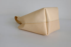 Handmade Leather Beige Womens Wristlet Purse Bucket Purse Barrel Shoulder Bags for Women