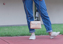 Handmade Leather Beige Womens Side Bag Crossbody Purse Shoulder Bag for Women