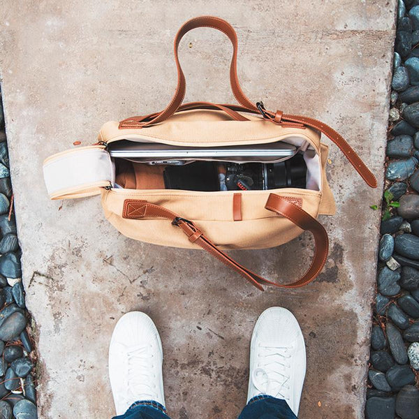 Cool Canvas PU Men's Casual Travel Shoulder Bag Travel Handbag Small W