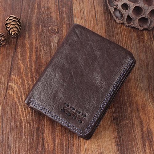 Cool Leather Mens Small Leather Wallet Men Bifold billfold Wallets for