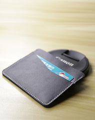 Slim Women Black&Orange Leather Card Wallet Minimalist Card Holder Wallet For Women